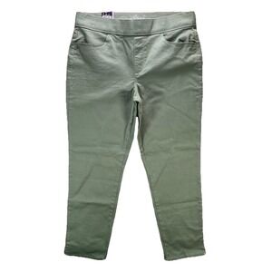 Gloria Vanderbilt Pull On Crop Pants Womens 10 Green Mid Rise Stretch NWT